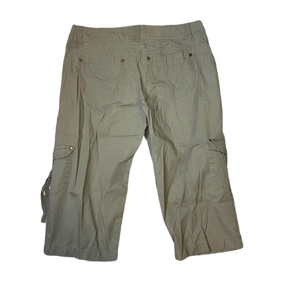πΏ Y2K Gloria Vanderbilt Green Cargo Capri Pants Sz 6 100% Cotton Utility πΏ - Picture 7 of 7